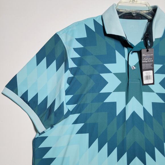 NWT Greyson Mens Big Sky Polo Shirt Bold Geometric Pattern $118 Rtl Size Large - Picture 6 of 16